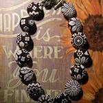 Fabric Button Necklace - Bl..