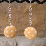 Long Fabric Button Earrings