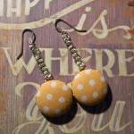 Long Fabric Button Earrings