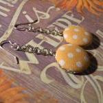 Long Fabric Button Earrings