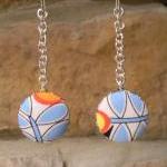 Long Fabric Button Earrings..