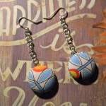 Long Fabric Button Earrings..