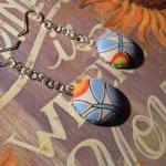 Long Fabric Button Earrings..
