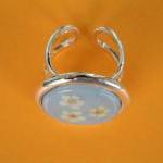 Silver Flower Adjustable Ri..