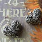 SIlver Puffy Heart Flowered..