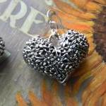 SIlver Puffy Heart Flowered..