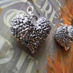 SIlver Puffy Heart Flowered..