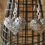 SIlver Puffy Heart Flowered..
