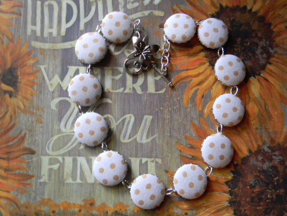 Fabric Button Bezel Setting Necklace