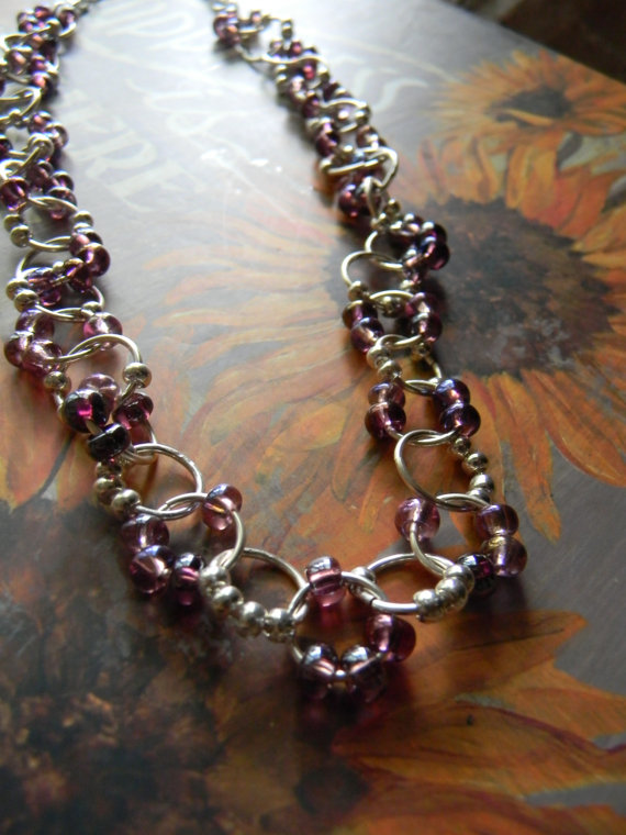 Glass Beaded Linked Necklace